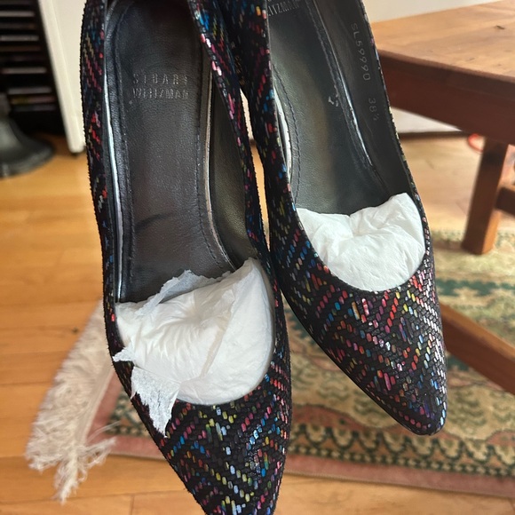 *NEW VTG Stuart Weitzman Colorful Wedge Heels Shoe Sz 38.5/8 - Picture 13 of 16